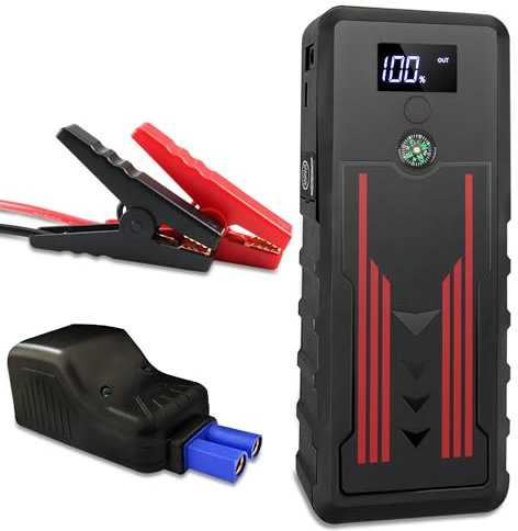 Battery Jump Starter for Car, 12V 1000A Portable Jump Starter Booster with USB-C Smart Port, Compass, LCD Screen, LED Light, Travel Case (Up to 7.2L Gasoline 5.5L Diesel Engines)