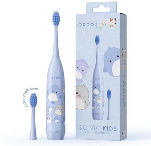 Ordo Squishmallows Toothbrush, Sonic Battery Toothbrushes for Kids, Soft Bristles, Extra Brush Head Inc, Gift for Kids Aged 4 Years and Up, Battery Included, Samir