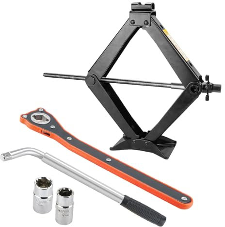 Scissor Jack 3 Ton, Car Jack Kit Tyre Change Jack with a Ratchet Wrench and Extendable Wheel Wrench, Steel Heavy Duty Tire Jack for SUV and Sedans, Lifting Height 100mm - 410mm
