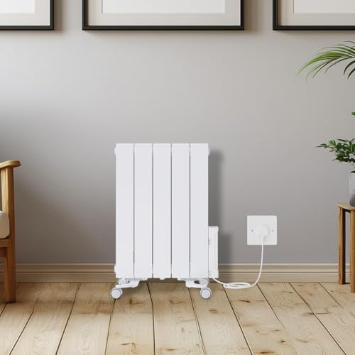 Warmehaus 900W Electric Oil Filled Radiator 24/7 Day Timer and Thermostat Wall Mounted/Freestanding, Plug in Electric Heater Smart WiFi Low Energy Portable with Child Lock White