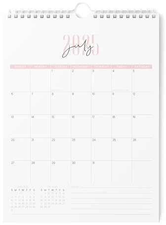 Karto Calendario da parete 2025-2026, verticale, 21,5 x 28 cm, da luglio 2025 a dicembre 2026, aumenta la tua produttività e una facile pianificazione con il calendario mensile estetico, due caratteri