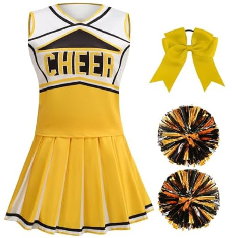 yolsun Disfraz de animadora para mujer, lindo uniforme de Halloween (amarillo, talla S)