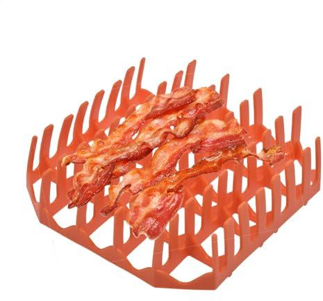 Generico Silicone Bacon Rack-supporto per la friggitrice per aria resistente al calore, supporto per pancetta per forno | Piazza di cottura in pancetta antiaderente per pancetta croccante, salsiccia,