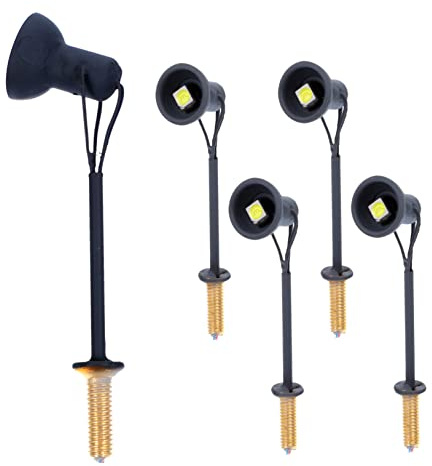 BESPORTBLE 5pcs Lampes Miniatures pour Modélisme Décoratif 1/87 en Métal et Abs Noir, Projecteurs de Paysage pour Mini Maison et Maquette de Table