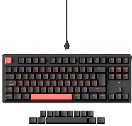 Keychron C3 Pro QMK/Via Clavier Mécanique Filaire, TKL 87 Touches Clavier de Jeu Commutateur Mécanique Marron pour Mac/Windows/Linux (FR-Layout)