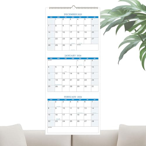 Calendario de pared vertical 2025-2027, calendario de 3 meses 2025-2027, planificadores organizadores para reuniones, cuaderno, horario diario, hogar, refrigerador, oficinas, vacaciones, ejercicio