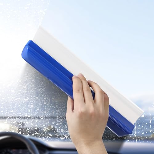 LOEFLIFA Tergivetro per Auto e Doccia Blu Scuro Raschietto Acqua per Finestre e Parabrezza Spatola Pulizia Senza Graffi con Impugnatura Ergonomica Strumento Resistente per Vetri e Specchi