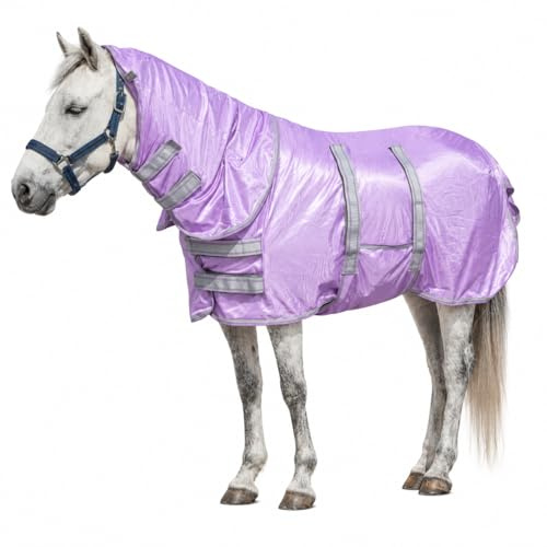 Leberna Shetty Fliegendecke mit Halsteil&Bauchlatz luftdurchlässige Sommerdecke mit Brustschutz für Pony Ekzemerdecke für Fohlen