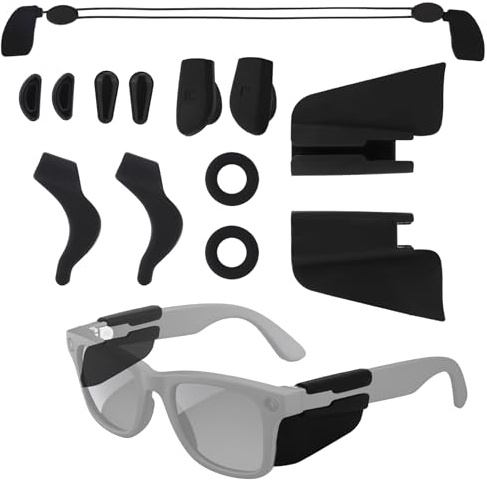 Sinbana Kit de Accesorios para Gafas Inteligentes, Incluye Clips las Orejas Almohadillas Nasales Correa Ajustable y Protector Lateral para Gafas Inteligentes Ray-Ban Meta Wayfarer/Skyler/Headliner