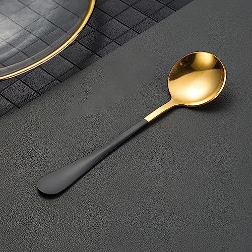 Set di cucchiai da caffè in acciaio inox, piccolo cucchiaio rotondo per dessert, yogurt, cocktail oro (E, taglia unica)