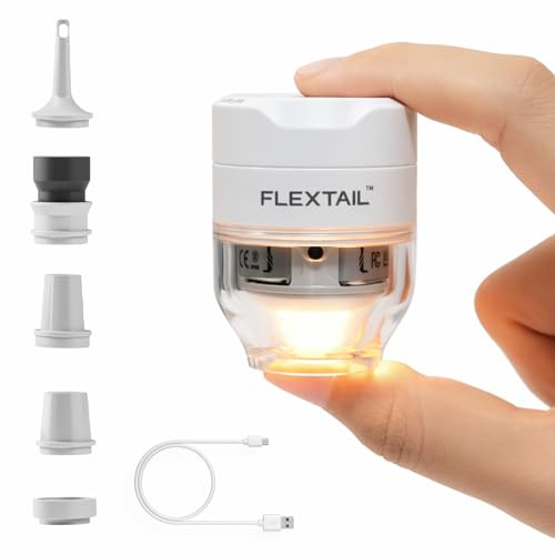 FLEXTAILGEAR Portable Air Pump for Inflatables, Air Mattress Pump with 5-Mode Light, Advanced Low Noise Design, Electric Mini Pump for Sleeping Pads, Vacuum Storage Bags, Airbed, Pool Toys