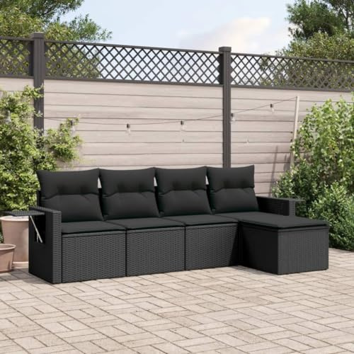 Owoxanthellate Set di 5 divani da giardino in rattan sintetico, resistente alle intemperie, 55 x 62 x 69 cm, ripiani pieghevoli per balcone, terrazza e giardino d'inverno