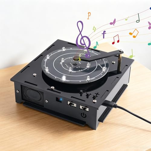 PEMENOL Elektronik Bausatz Bluetooth Lautsprecher Plattenspielermodell DIY Löt Bausatz LED Musik Stereo Box Kit Mint Löten Lernen Set für Enthusiasten Erwachsene