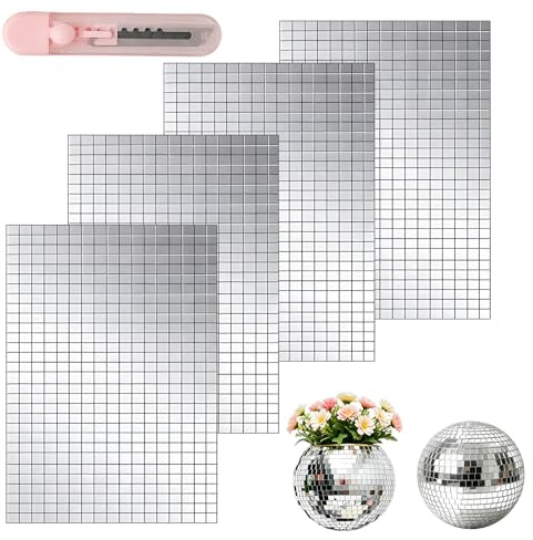 Spegelplattor självhäftande mosaikplattor 7 200 st självhäftande spegelplattor av glas gör-det-själv discokulor självhäftande remsor för pyssel.