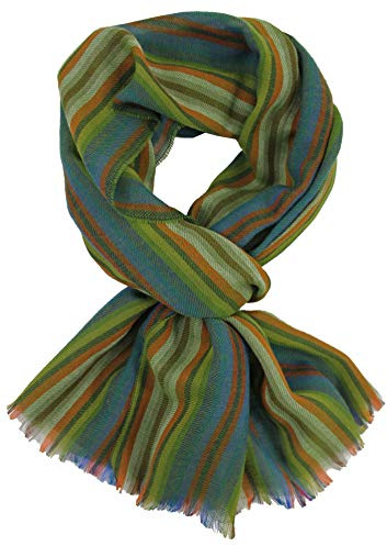 Sciarpa sciarpa a righe strisce moda verde 100% lana (merino) R-632