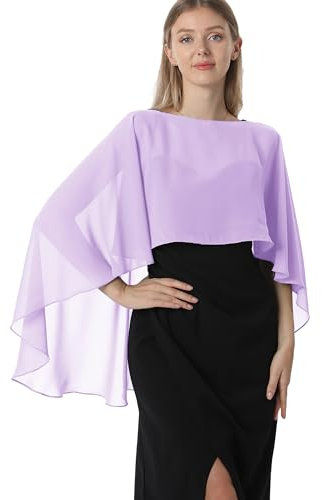 Hotshawl Capelets für Damen, Chiffon-Umhang, Schals und Wickeltücher für Abendkleid, Hochzeit, Umhänge, Flieder, Einheitsgröße