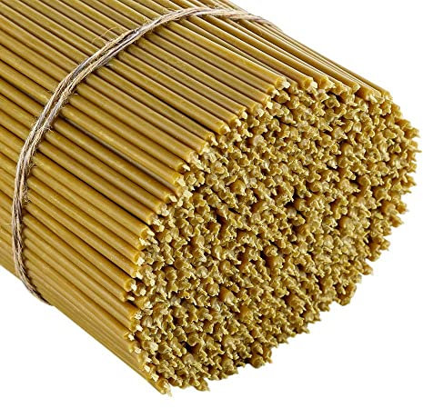 Danilovo Ritual Kerzen 100% Bienenwachs (Gelb) - Orthodoxe Kerzen für Gebet Tischdeko Hochzeit - Ungiftig, Ruß - Tropffrei, Nachhaltige Produkte, N120, Höhe: 16 cm, Ø 5,4 mm (100 stück)