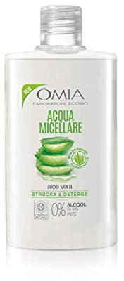 Omia - Acqua Micellare Viso Aloe Vera del Salento Eco Bio, Struccante Idratante ed Equilibrante Adatto a Tutti i Tipi di Pelle, Dermatologicamente Testato - Flacone da 400 ml