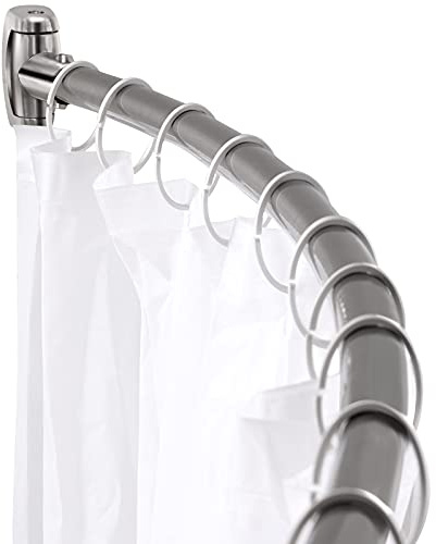 Chrsouly Adjustable Curved Shower Rod, 42-72 inches Extra Wide Shower Curtain Rod, Rust proof, Premium Stainless Steel, Curved Shower Curtain Rod for Bathroom, Need to Drill, Silver
