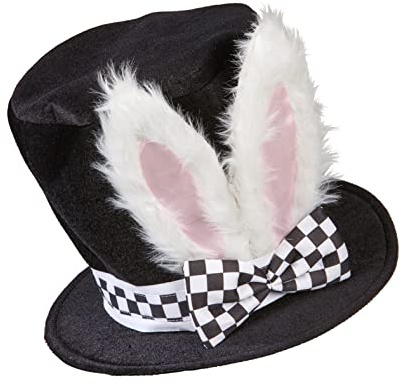 W WIDMANN MILANO Party Fashion 10021 - Zylinder mit formbaren Hasen-Ohren, Kaninchen, Wunderland, Märchen, Hut, Mottoparty, Karneval