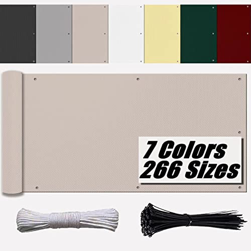 Ufamiluk balkonbespannung 90 cm hoch Blickdichte 100% Privatsphäre Wetterfest UV-Schutz Windschutz Balkon für Garten Balkon Zaun Terrassen Swimming Pool Taupe 90x250cm