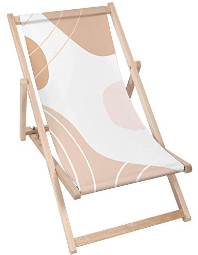 DreamRoots Liegestuhl Klappbar Holz aus Buchenholz, bis 130 kg belastbar, 3-Fach verstellbare Rückenlehne, waschbarer Polyesterbezug