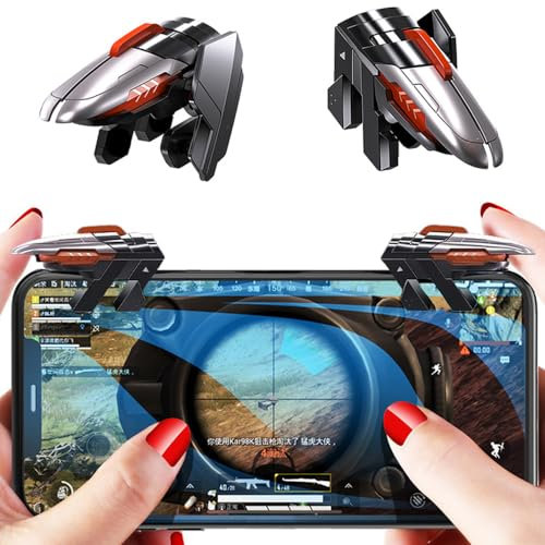 Rakizbe PUBG Mobile Game Triggers, 4 Triggers [6 Finger Operation] High Sensitive Shoot Aim Gaming Controller Gamepad Grip Joysticks Buttons