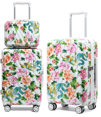 Sea choice Reisekoffer Kofferset 3tlg Handgepäck PC+ABS Hartschalenkoffer Eckenschutz 3 Stück Gepäck Set TSA-Schloss Reisekoffer Kosmetikkofer +M+L (32cm/55cm/65cm)