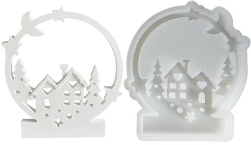 Bzzerumy Silikon Gießform Weihnachten, Silikonform Haus Design, Gießform für Herbst- und Weihnachtsdekoration, DIY Gießformen für Harz, Beton und Kerzen, Perfekt für Bastelprojekte