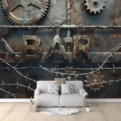 Fotomurales 250 x 175 cm Papel pintado tejido no tejido Engranajes Metálicos Industriales papel tapiz mural Gris Murales Adecuado para decoración de dormitorio y sala de estar