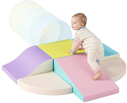 CUPCHID Module Motricité Bébé en Mousse,Cubes en Mousse pour Enfants, Jouets Éducatifs avec Housse en PU et Remplissage en EPE (JM3241)