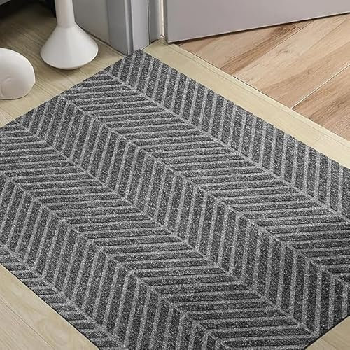 COMPOLICY Felpudo Entrada Casa 40 × 60 cm, Gris, Resistente y Antideslizante Alfombra Entrada Casa, Antimanchas y Lavable a Máquina - Felpudo Goma