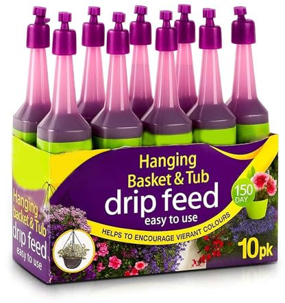 10PK Hanging Basket & Tub Drip Feeder 30ml Perfect Basket & Tub Drip Food for Hanging Baskets & Tubs & Drip Feed Easy to Use Help in the Growth Indoor House Plant - Colors & Bloom House Plant Food.