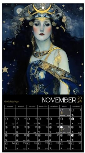 Calendario da Parete 2024, 2024 Calendario Lunare - Astrologia 2024 Calendario Wall Art Full Moon Tracker | Appendibile Decorazioni Astrologiche Fasi Calendario Sicuro E Decorativo Per Studio