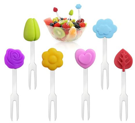 Diyxisk 6 Pezzi Forchettine da Dolce, Acciaio Inox, Riutilizzabile, Mini Forchette di Frutta, Può Essere Utilizzato per Frutta, Insalate, Dessert