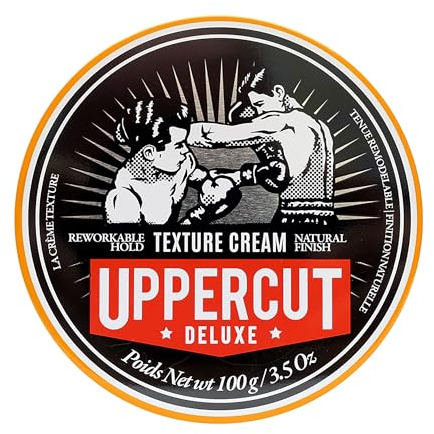 Uppercut Deluxe Texture Cream, Haarstyling-Produkt für Männer mit formbarem Halt und natürlichem Finish, Haarstyling-Creme für Männer, geeignet für lange und kurze Frisuren, 100g