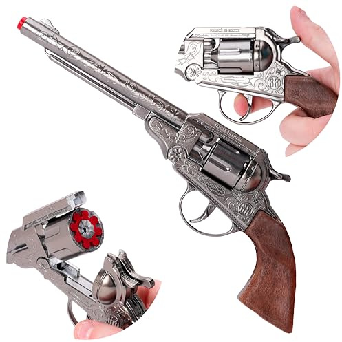 Toyland® 28cm (11 tum) Leksakspistol i formgjuten metall - 8-skotts pistol - Rök och ljudeffekter