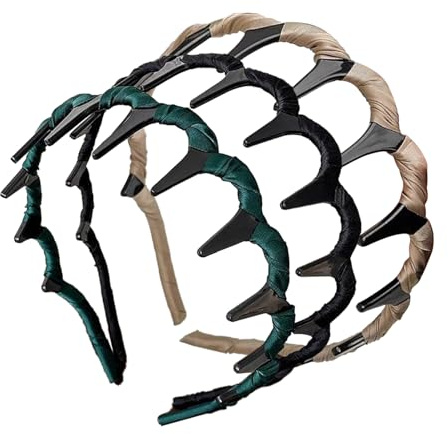 Vintage hög krona pannband – retro hög skalle diadem, 3-delad modeaccessoar bekväm för dagligt arbete flickor kvinnor