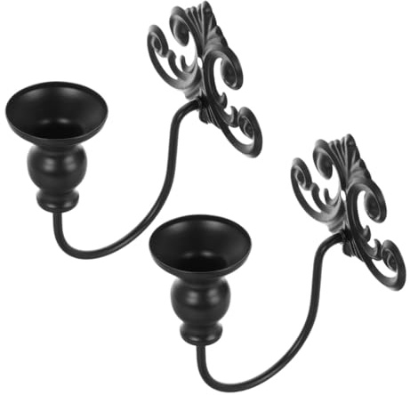 BESTYASH 2 Piezas Candelabros de Pared de Hierro con Patrones Vintage Europeos de Portavelas Decorativos para Sala Comedor y Dormitorio Soporte para Velas de Té Decoración Mural Elegante
