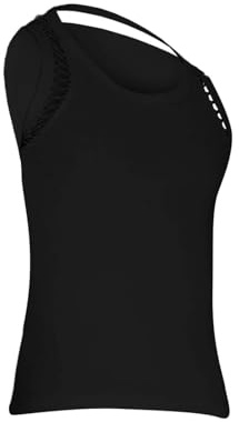 Ärmlös enkel väst linne herr gata ärmlös brottarrygg väst linne topp sport fritid fitness löpning formare för inomhus utomhus, Svart, 3XL