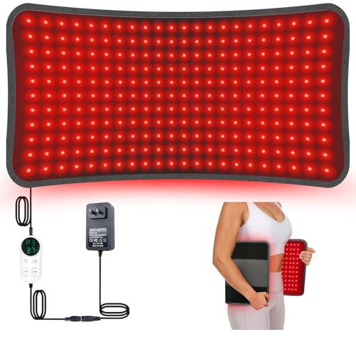 Tapis de lampe à lumière rouge à 242 DEL pour le corps, grande taille 61 x 30,5 cm, 9 minuteries, 5 luminosités, 3 modes 660 nm et 850 nm, tapis de lumière infrarouge noir