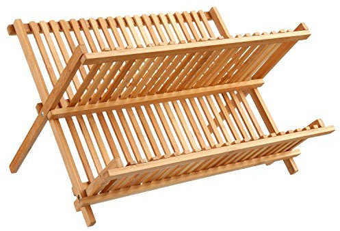 Secret de gourmet Égouttoir à vaisselle en Bambou capacité 34 assiettes