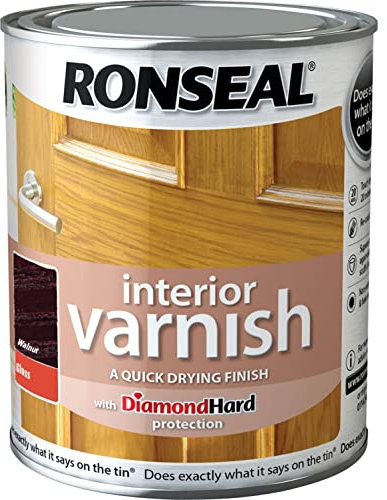 Ronseal 250ml Quick Dry Gloss Interior Varnish - Walnut (Wood, Gloss, 0.66 pounds, 250.0 milliliters, Liquid)