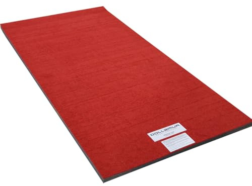 Dollamur 5'x10'x1-3/8 Gymnastics Mat, Red, Carpeted Mat for Tumbling and Cheerleading, FLEXI-Roll®
