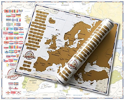 Rubbelkarte Landkarten Politische Europakarte Mini Grösse 50x40 - Neue Edition