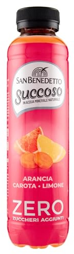 San Benedetto, Succoso Zero alla Arancia, Carota e Limone, 400 ml Bevanda Leggera e Dissetante in Acqua Minerale Naturale, Senza Zuccheri, Conservanti Coloranti e Glutine