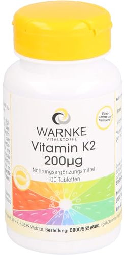 Vitamina k2 mk7 200 mcg - 100 compresse - Menachinone naturale MK-7 - vegan | Warnke Vitalstoffe - Qualità da farmacia tedesca