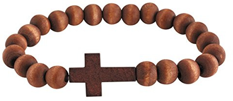 Religious Fashion Jewelry Wooden Cross Bracelet Christian for Men Women, 7 1/2 Inch