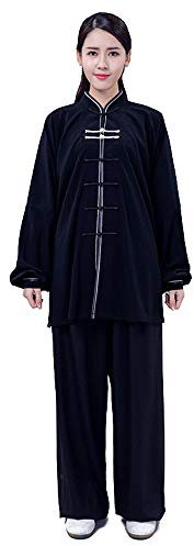 JTKDL Tai Chi Anzüge Für Männer Und Frauen Im Frühling Und Sommer 2 Sets Tai Chi Boxing Team Performance Anzüge Gesundheit Qigong Bekleidung,Black-S