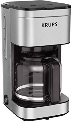 Krups Simply Brew Family 10 Cup Drip Filter Coffee Maker with Stainless Steel Finish, silver, 10 cups/ 50 fluid ounces